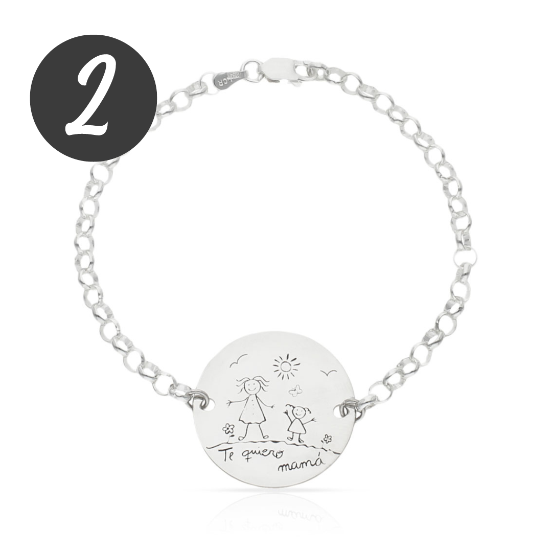 PULSERA DIBUJA SUEÑOS CHAPA REDONDA PLATA 925MM AG332