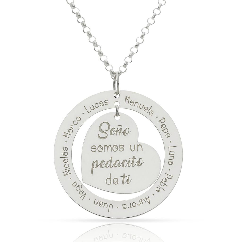 GARGANTILLA PLATA PERSONALIZADA 925MM CERCO + CORAZON - 30MM REF. AG2104