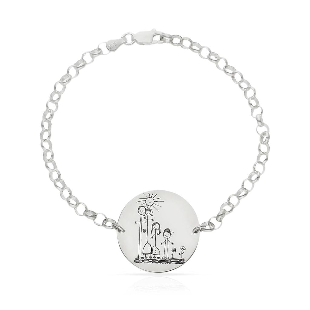 PULSERA DIBUJA SUEÑOS CHAPA REDONDA PLATA 925MM AG332