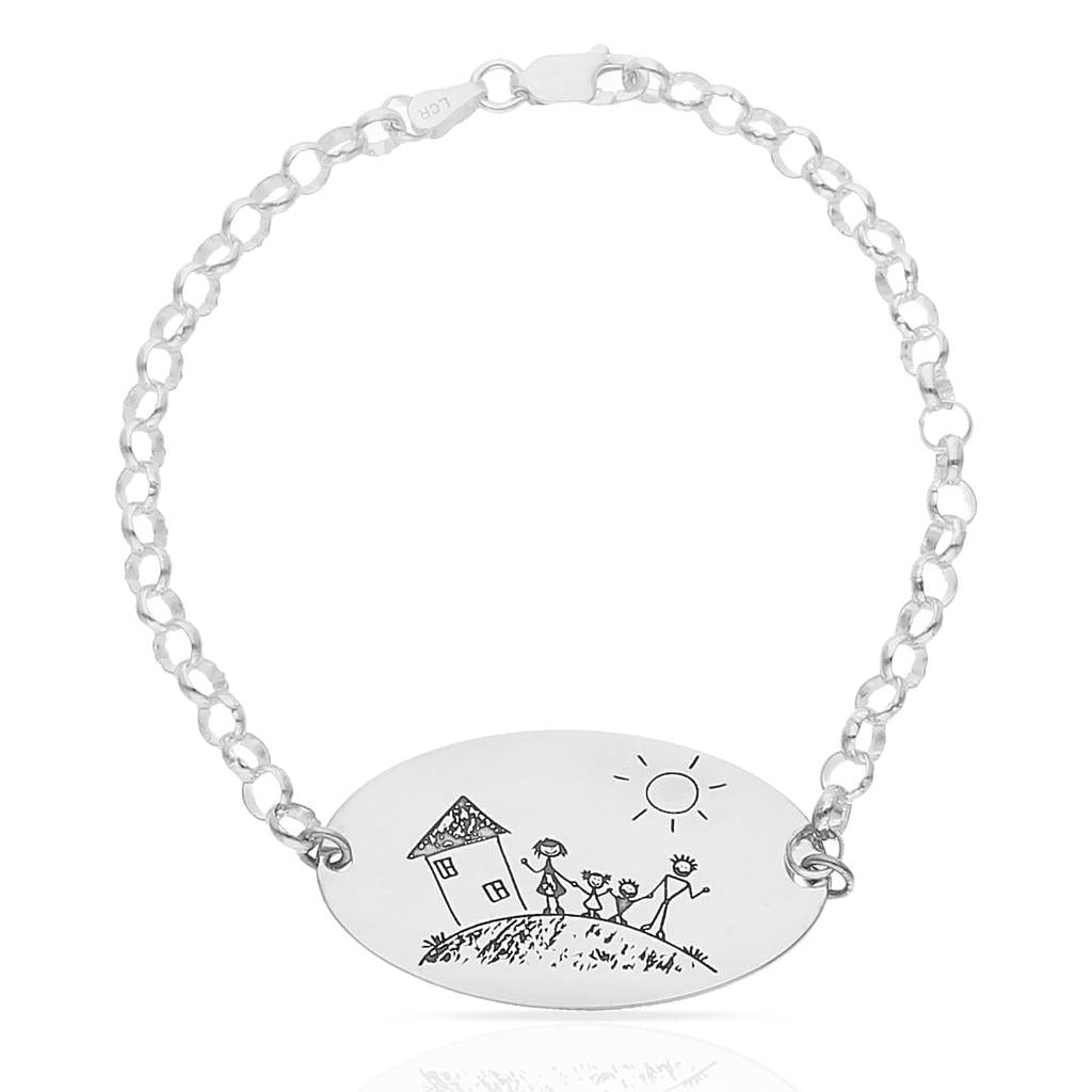 PULSERA DIBUJA SUEÑOS CHAPA OVALADA PLATA 925MM REF. AG331